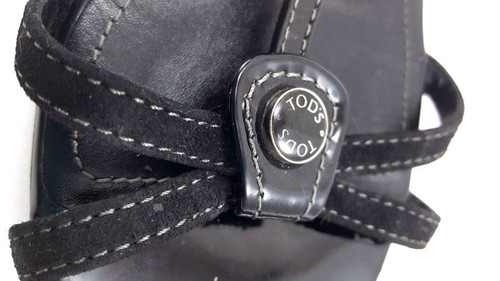 Tod's Black Leather Peep Toe Low Heel Sandals Women Size UK 3 EU 36 - Picture 10 of 10