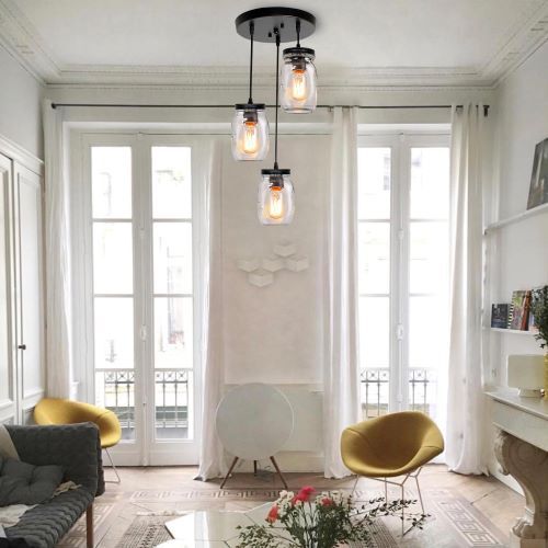 Glass Mason Jar Lights Fixture, Ceiling Light Fixture Farmhouse Kitchen Pendant - Picture 50 of 50