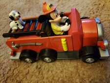 Vintage Disney Mickey's Fire Dept. Engine 71, pull back  go, sirens, 6.5" long