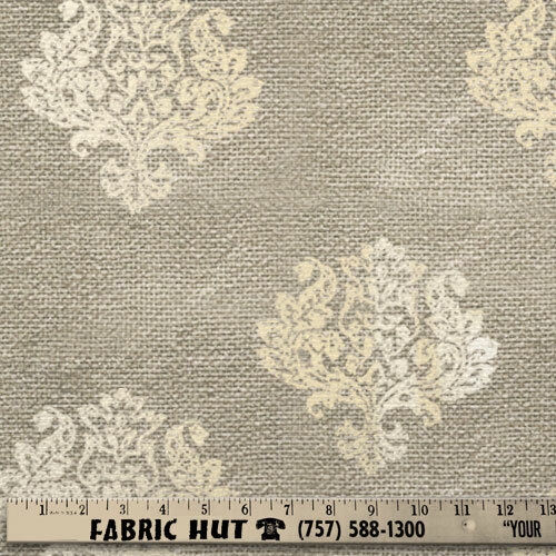 Damask Foil Burlap White 58" Fabric by the Yard - Bild 1 von 1