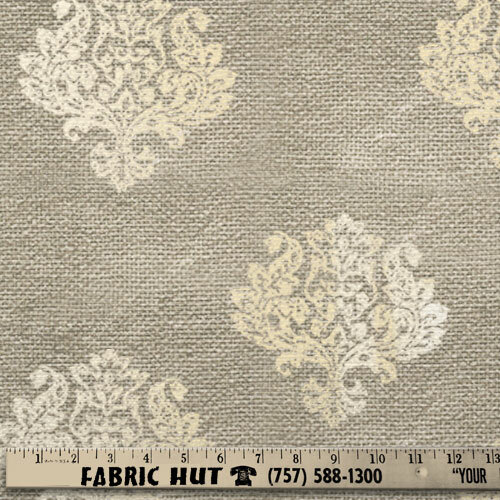 Damask Foil Burlap White 58" Fabric by the Yard - Picture 1 of 1