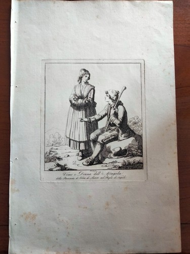 1814 RADIERUNG PINELLI MANN UND FRAU VON AFRAGOLA KÖNIGREICH NEAPEL LAND DER ARBEIT - Bild 3 von 4