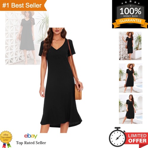 Elegant Women's Summer T-Shirt Dress with Side Split - Loose & Comfy Fit