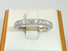 Art Deco Design Ladies 925 Silver Brilliant Cut White Sapphire Eternity Ring