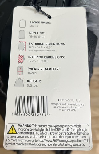 It Luggage Black Skull Wheel Control Luggage Carry on - Picture 12 of 12