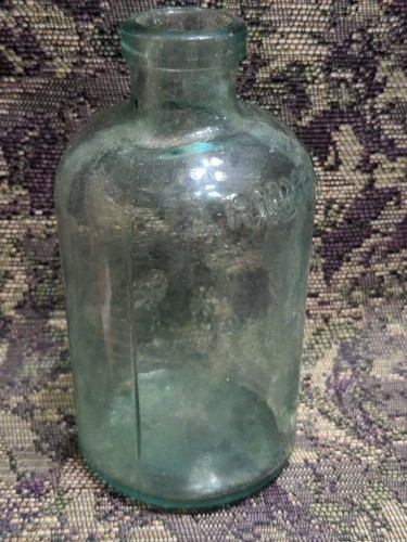 Aqua Rumford Chemical Works runde Flasche blau grün getöntes Glas dick - Bild 14 von 18