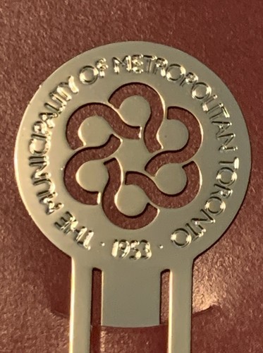 Municipality Of Metropolitan Toronto 1953 Gold Plated Bookmark Signet & Card - Picture 3 of 5