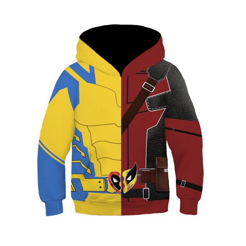 Kids Boys Girls Superhero Wolverine Deadpool Cosplay Hoodie Pullover Sweatshirt - Picture 2 of 14