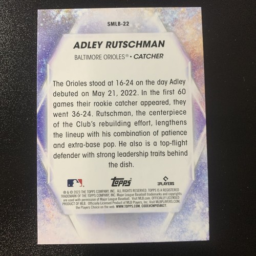2023 Topps Series 1 - Adley Rutschman RC Stars of MLB Rookie Card Orioles - Bild 2 von 2