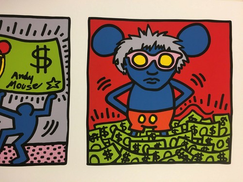 Andy Mouse, 1986 Keith Haring Art Print Dollar Bill Money 2014 Pop Poster 14x33 - Picture 7 of 8
