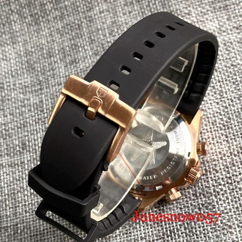 PAGANI Rose Gold Case Japan VK63 Men Watch Rubber Band Steel Case Sapphire Glass - Picture 3 of 10