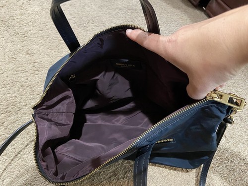 Bimba y Lola Black Shopper Nylon Bag Double Handle Removable Long Strap Purse - Picture 4 of 11
