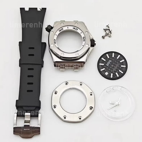 Cinturino orologio gomma cassa acciaio inox 42mm per rovere 8215 senza movimento - Foto 7 di 12