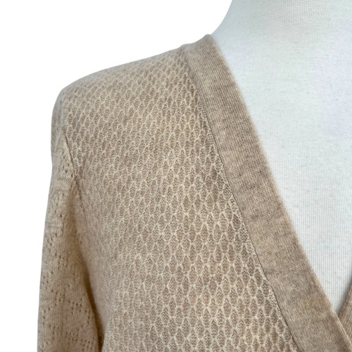 The Odells Anthropologie Cashmere Silk Button Cardigan Sweater Beige Size Medium - Picture 3 of 12