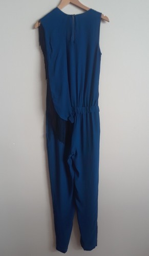 TWELFTH ST CYNTHIA VINCENT Blue Marine Scarf Fringe Jumpsuit Size P NWT $345 - Picture 8 of 8