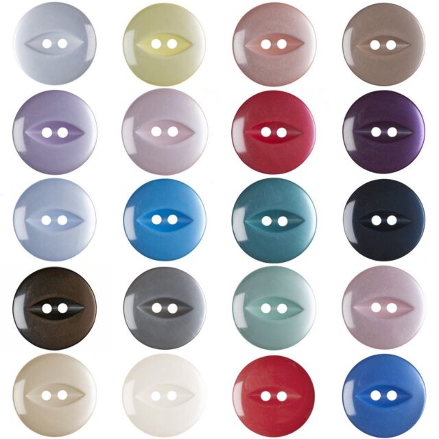 Navy Blue Round Fish Eye Button 2 Hole 22L 14mm