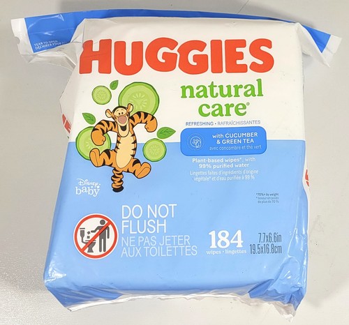 2 Pack Huggies Natural Care Refreshing Baby Wipes, Cucumber & Green Tea 184ct Ea - Picture 2 of 5