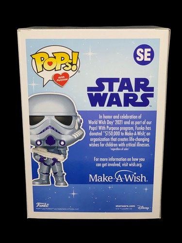 Funko Pop! Star Wars: Make-A-Wish Stormtrooper GameStop Exclusive w/Protector - Picture 3 of 6