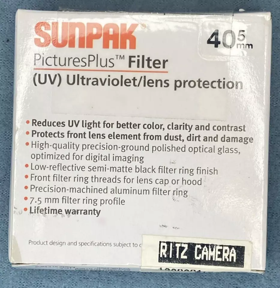 SUNPAK Picture Plus UV Ultraviolet Lens Protection 40.5mm 40.5 mm Open Box - Image 2 of 4
