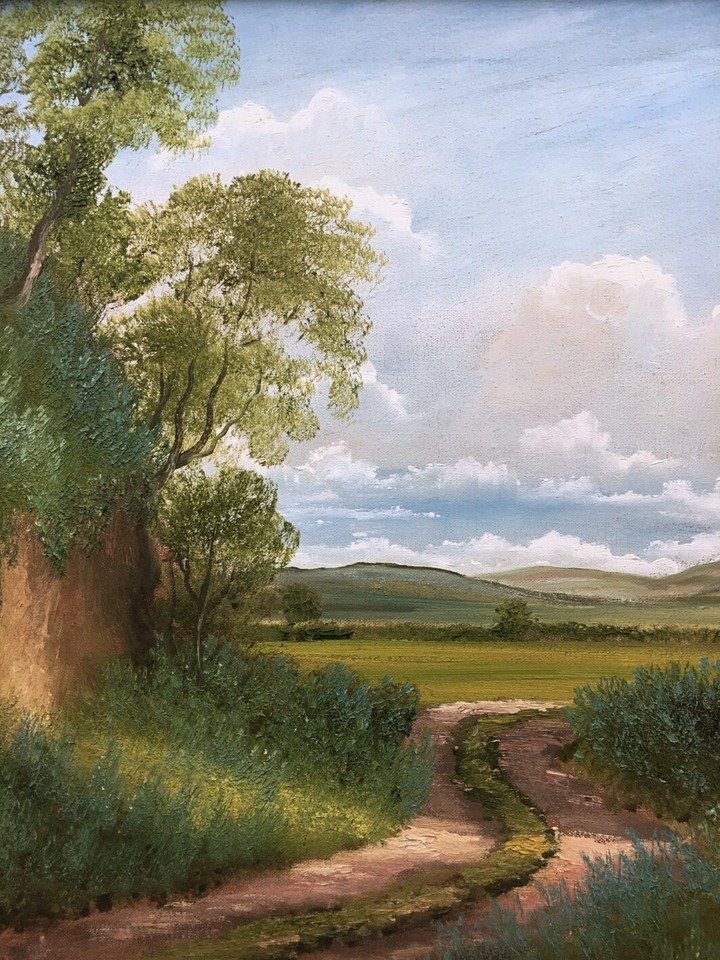 20th Century English School Oil On Canvas Landscape Painting. Signed