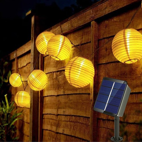 20 30 50 60 LED Lampions Solar Lichterkette Laterne Kugeln Außen Garten Balkon - Bild 5 von 22
