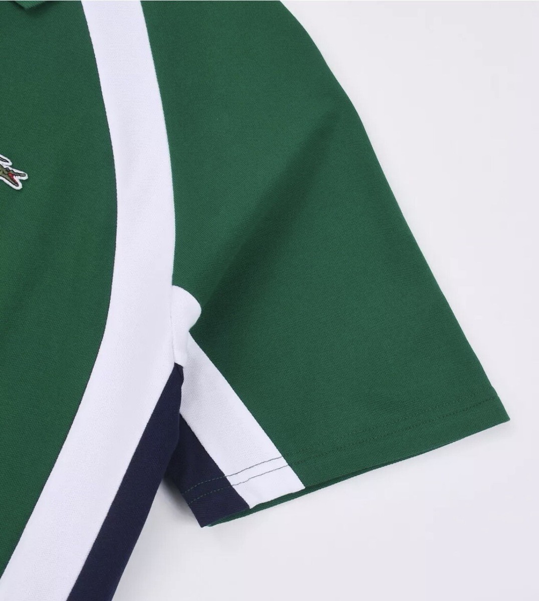 Lacoste Men's Green Colorblock SS Relaxed Fit Piqué Polo