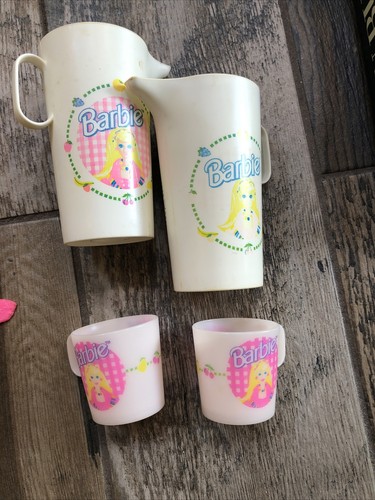 10 Pc Barbie Tea Set Pitchers, Cups, Plates, Spoons - Picture 4 of 8