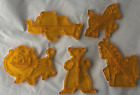 Lot of 5 Vintage Plastic Cookie Cutters-Circus Animals-Orange-Used