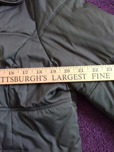 Jones New York Puffer Jacket Women's Large Olive Green Faux Fur Lining READ - Picture 18 of 22