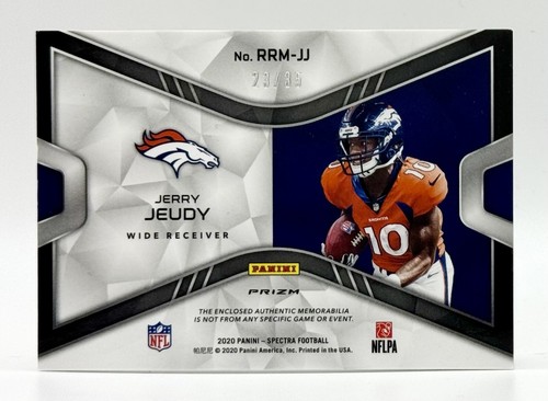 2020 Panini Spectra Rising Neon Green Jerry Jeudy RC Patch 23/35 Denver Broncos - Picture 2 of 2