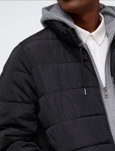Kenneth Cole men's black Puffer jacket with Attached gray Jersey hood, S - Picture 5 of 5