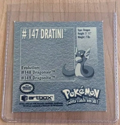 Pokemon 1999 Artbox Series 1 Stickers Dratini Dragonair Dragonite set - Picture 3 of 7