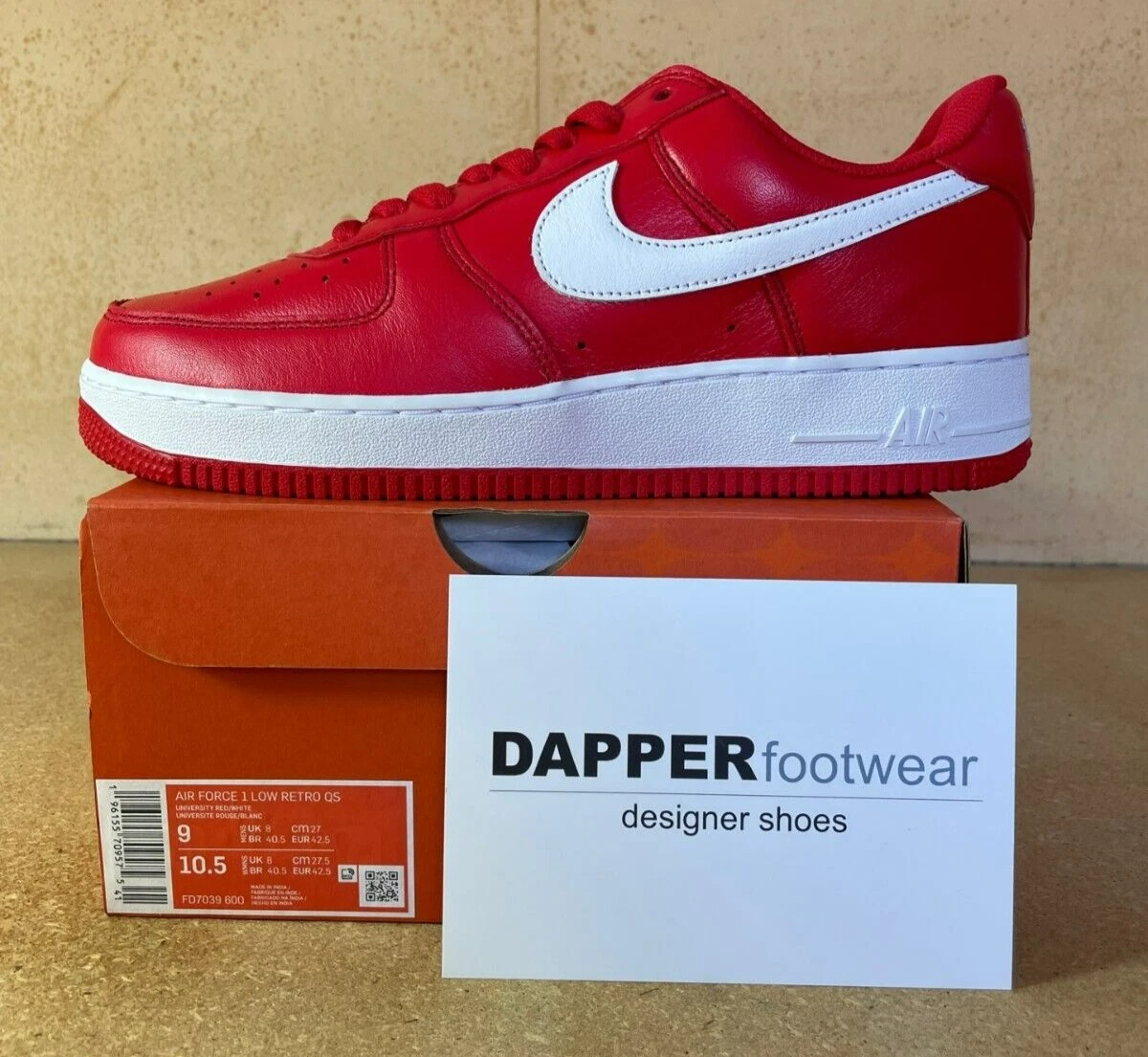 Nike Air Force 1 Size 8 UK University Red Trainers FD7039 600 eBay