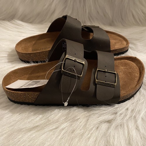 Nautica Triun Shoes Sandals Size 7 Women’s Slip On Buckle Open Toe Brown New - Picture 3 of 10