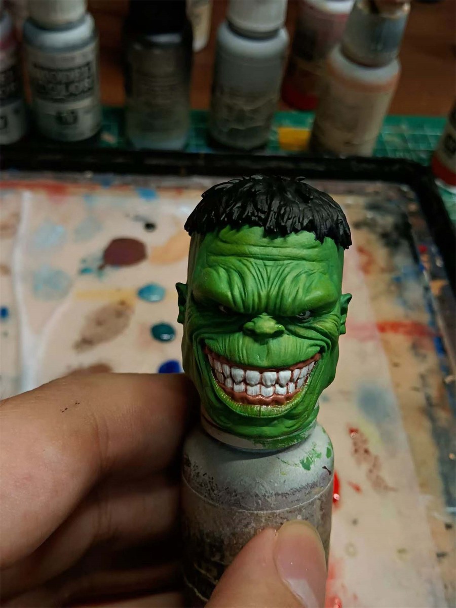1/12 Painted Immortal Hulk Head Carved Fit 6'' ML Action Figure
