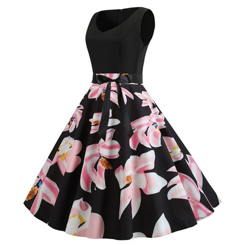 Maxi Kleider Für Damen Langarm 50er Jahre Kleid Damen Ärmellos Vintage Cocktail - Bild 12 von 33