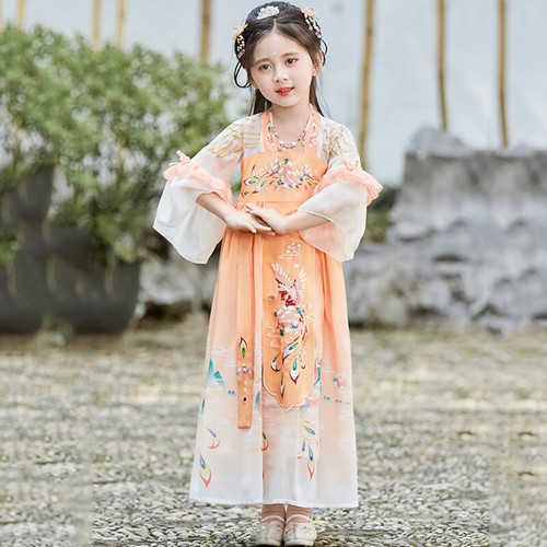 Prinzessin Mädchen Langes Kleid Chinesisch Klassischer Stickerei Chiffon Swing - Bild 1 von 20