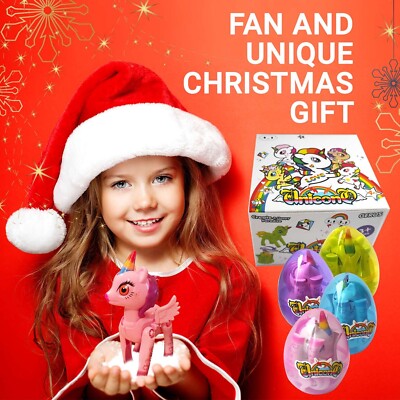 4 Pack Christmas Unicorn Eggs Party Favor Stocking Stuffer Santa Gifts for Kids