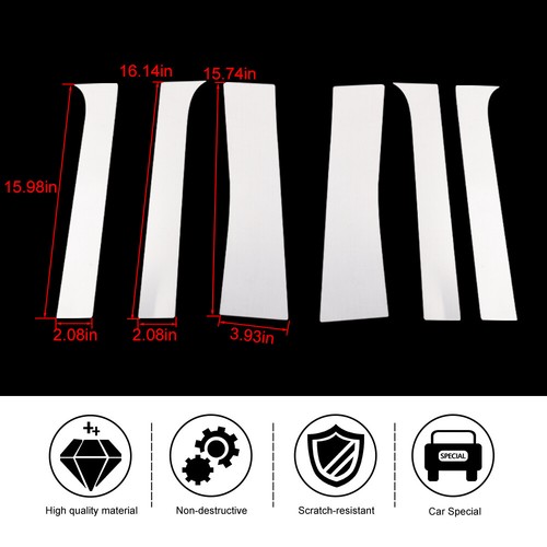 6 postes de pilar de ventana cromados para Dodge Nitro 2007-12 cubierta de puerta moldura espejada - Imagen 8 de 9