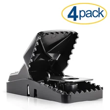 Large Powerful Rat Traps (4 Pack) - Kills Instantly with Powerful Steel Spring