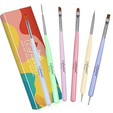 Nail Art Brushes Set 6Pcs Nail Tips Art Design Tools with Poly Colorful