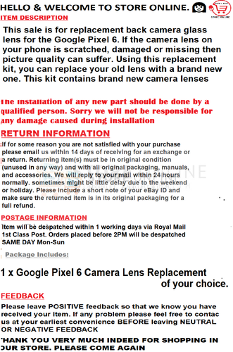 For Google Pixel 6 6 Pro Rear Camera Lens Glass Replacement - Picture 3 of 5