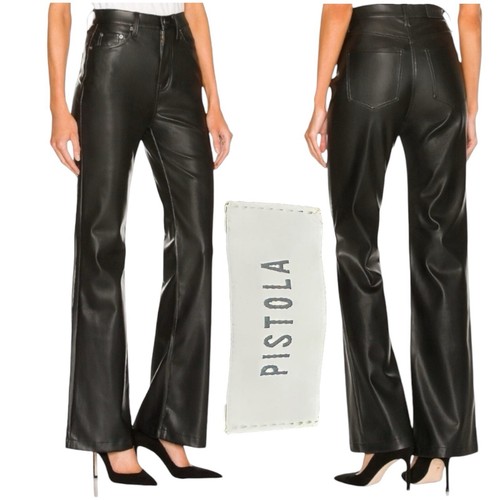 Neu mit Etikett Pistola Kunstleder Lennon hoher Bund Cropped Stiefel Hose schieferschwarz Größe 26 - Bild 1 von 15