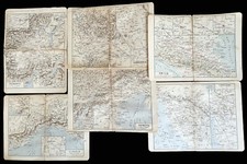 Lotto di 14 cartine geografiche d'Italia a colori - Bergamo, primi del 900