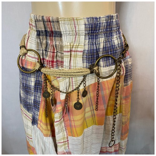 Y2K 90s Jute Straw Woven Belt Coin Detail One Size Waist Adjustable Boho Fairy - Picture 5 of 7
