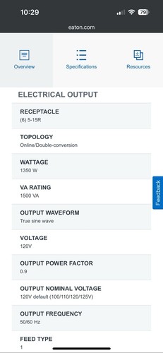 Eaton 9SX1500 1500VA 1350W 120V USB LCD Tower UPS - Picture 4 of 5