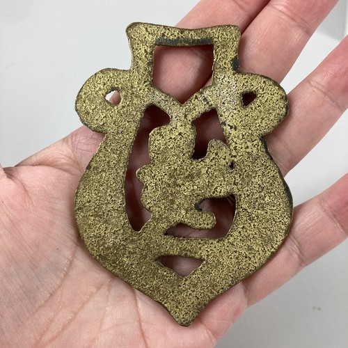 VTG Royal Horse Brass Medallion English Rampant Lyre Rearing Lion Show Ornament - Picture 4 of 6