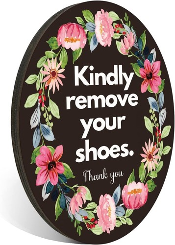 Kindly Remove Your Shoes Sign Please Take Off Your Shoe No Shoes House Wood Sign - Picture 8 of 8