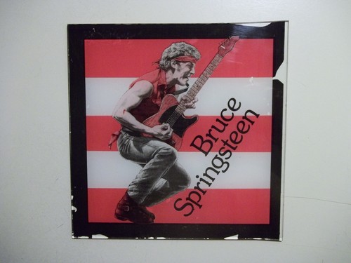 Vintage BRUCE SPRINGSTEEN CARNIVAL PRIZE GLASS Picture Art 6"x6" - Picture 1 of 2