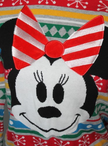 Disney Marke Damen Sweatshirt mit Weihnachtsmotiv Minnie mit Schleife XS - Bild 2 von 4